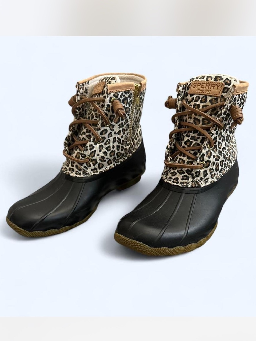 Sperry Leopard Duck Boots 8.5